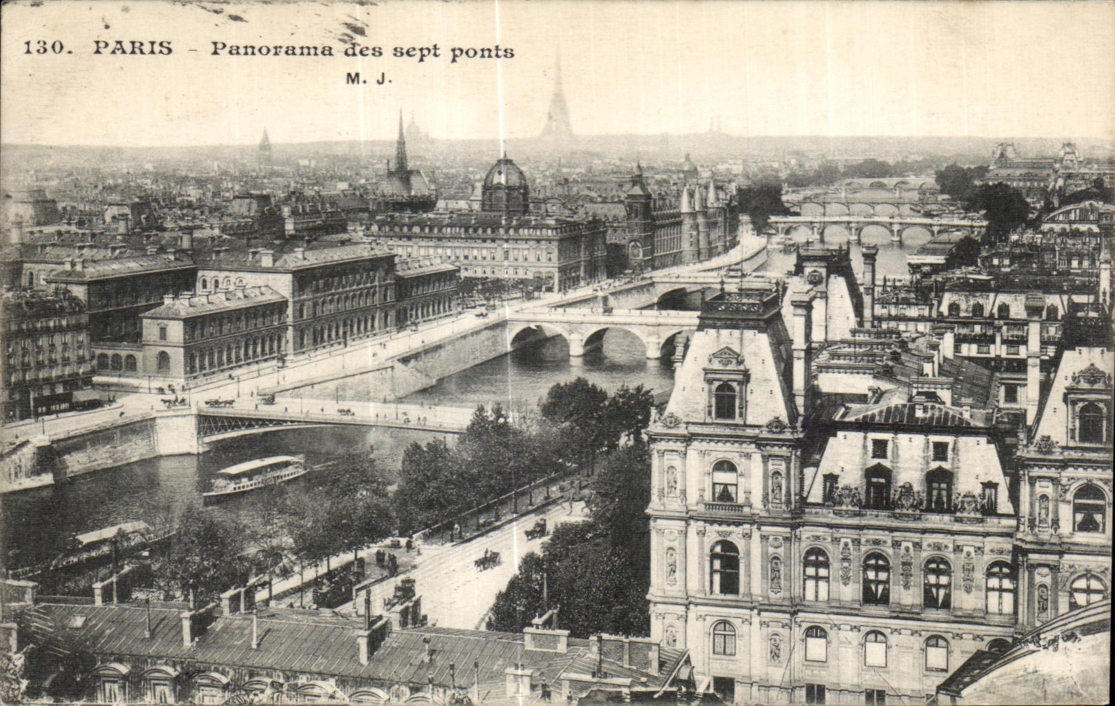 CPA Paris Panorama des sept ponts Tour Eiffel