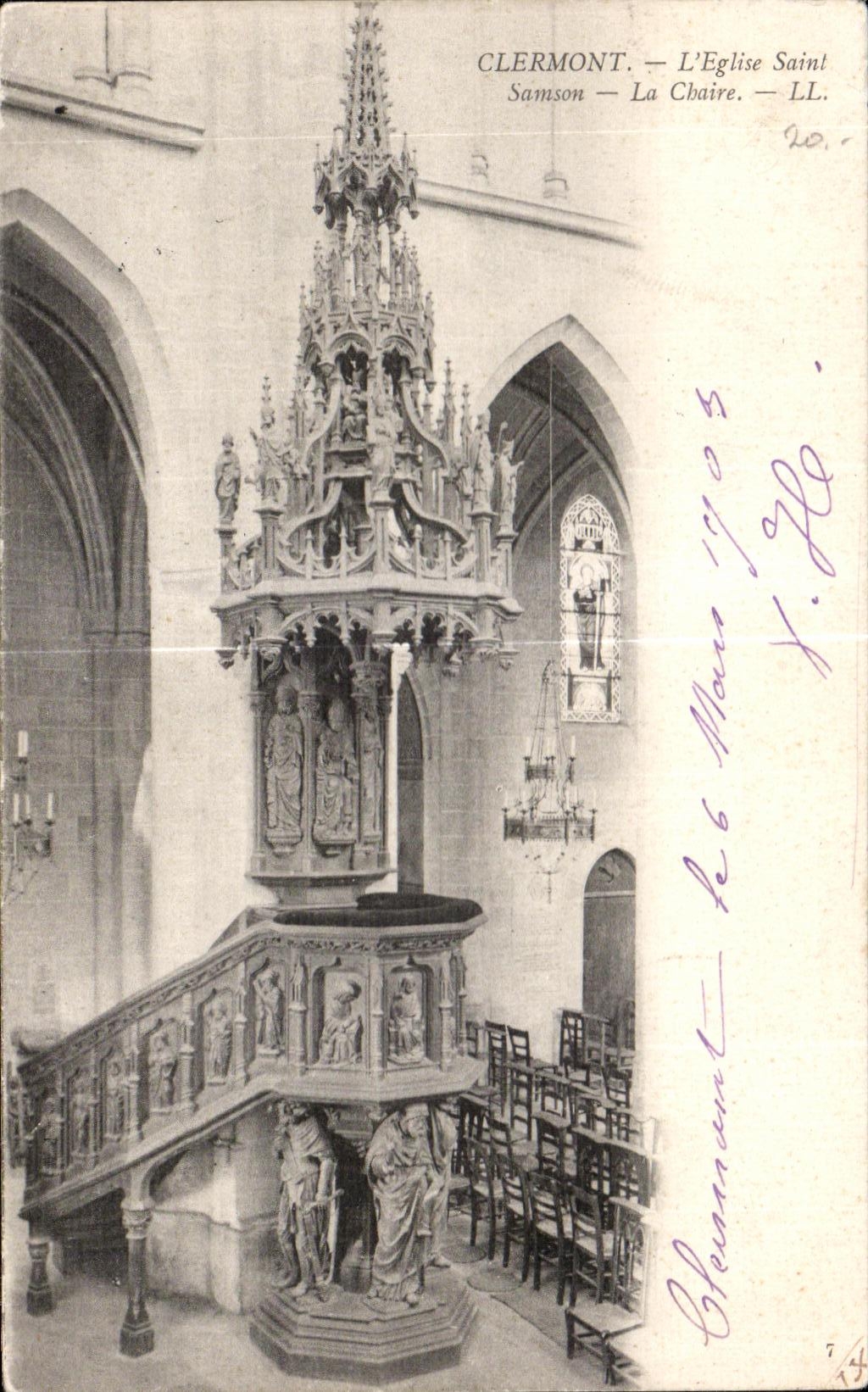 Santo Sanson de la iglesia de CPA Clermont el pulpito