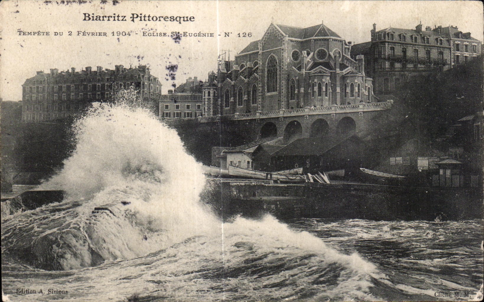 CPA Biarritz Pittoresque Tempete Du 2 Fevrier 1904 Eglise St Eugenie