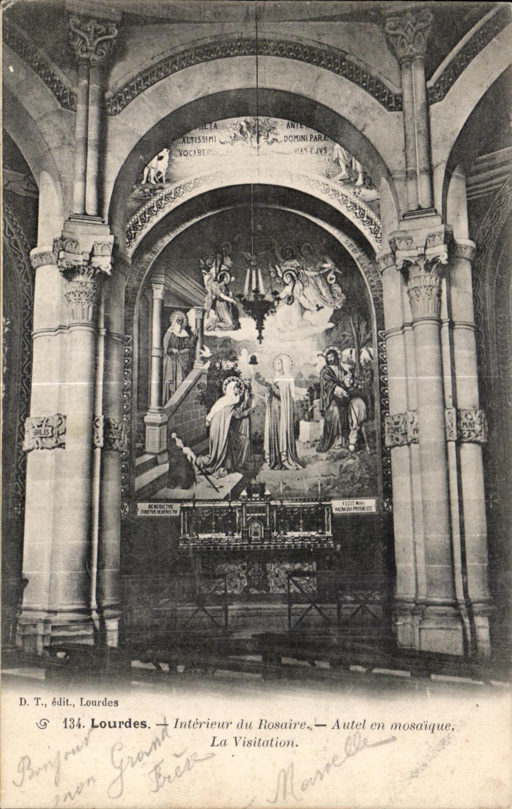CPA Lourdes Interieur du Rosaire Autel en Mosaique la Visitation