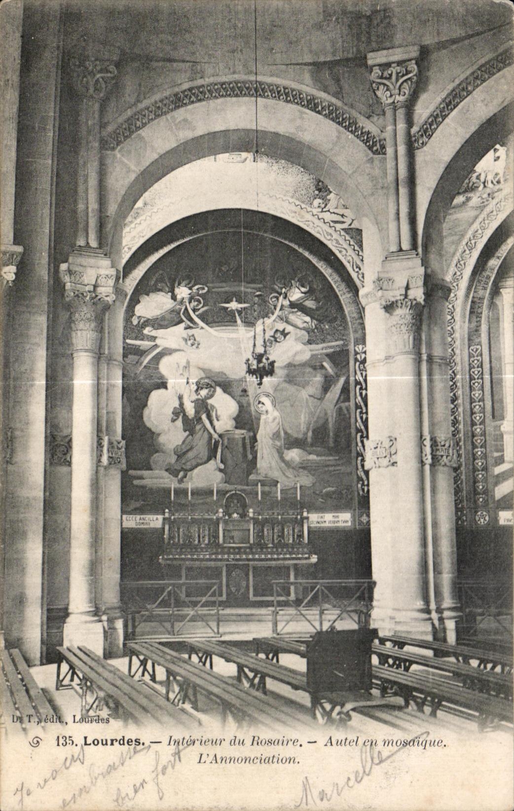 CPA Lourdes Interieur du Rosaire Autel en Mosaique L Annonciation