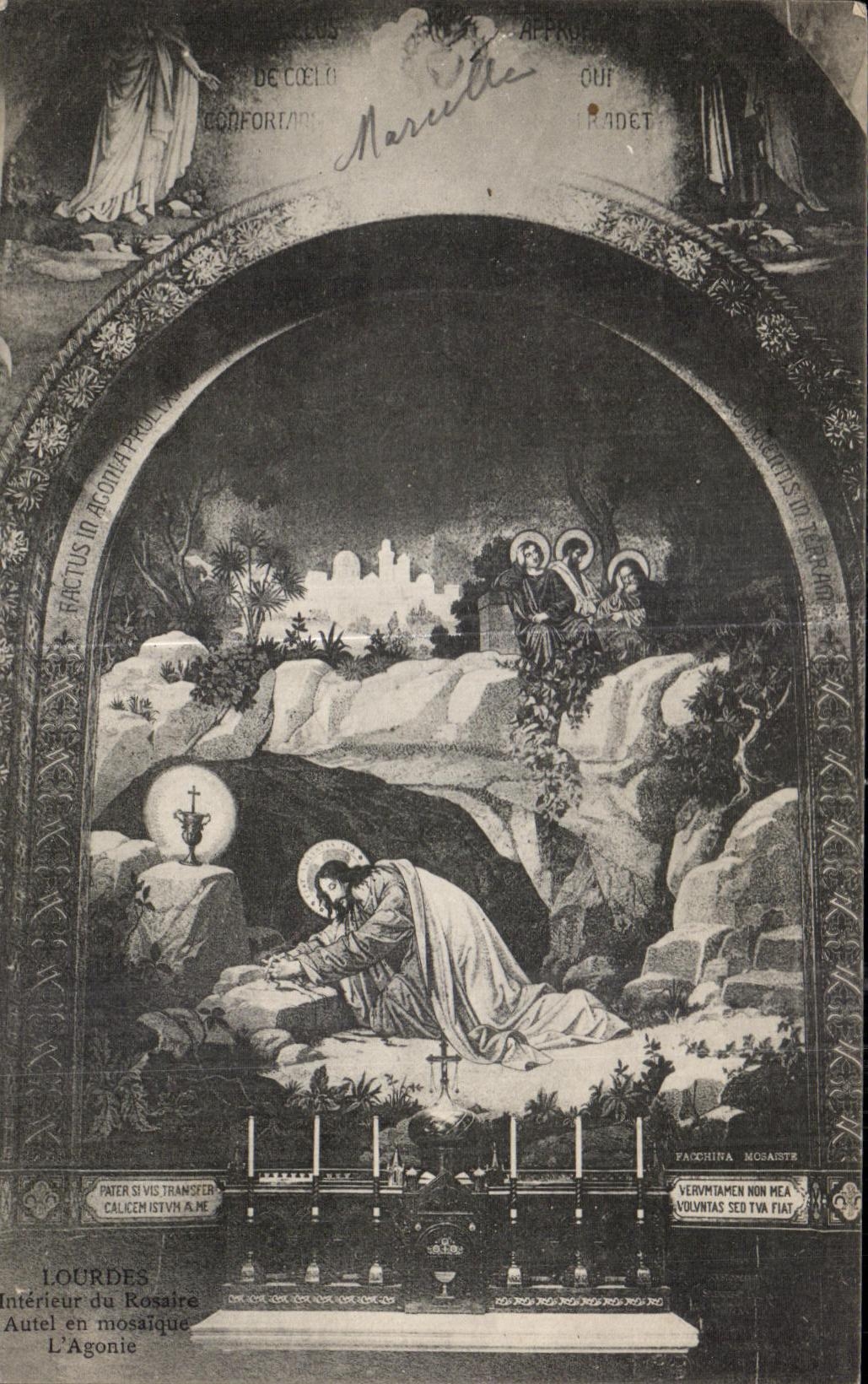 CPA Lourdes Interieur du Kossire Autel en Mosaique L Agonie