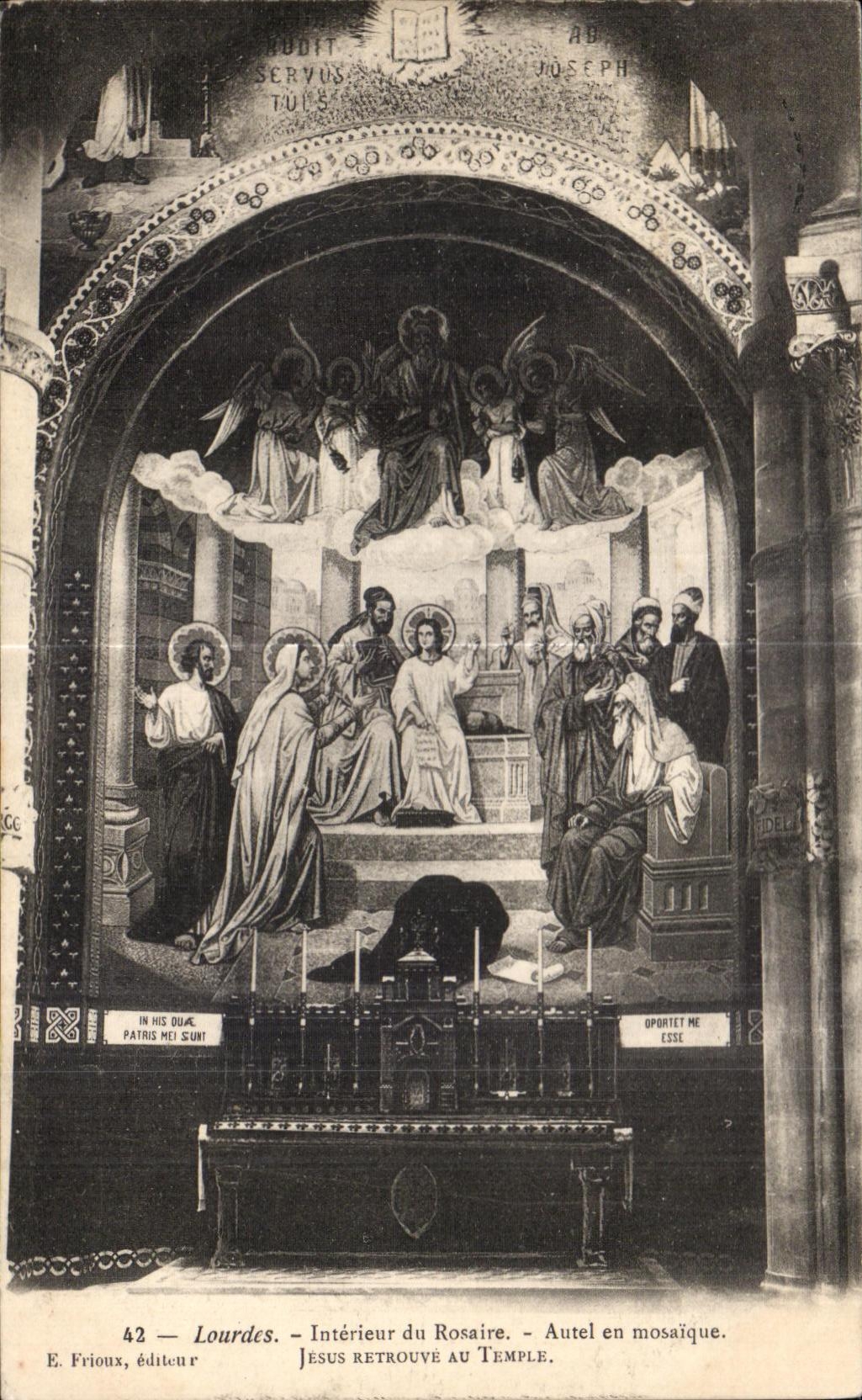 CPA Lourdes Interieur du Rosaire Autel en Mosaique Jesus Retrouve au Temple