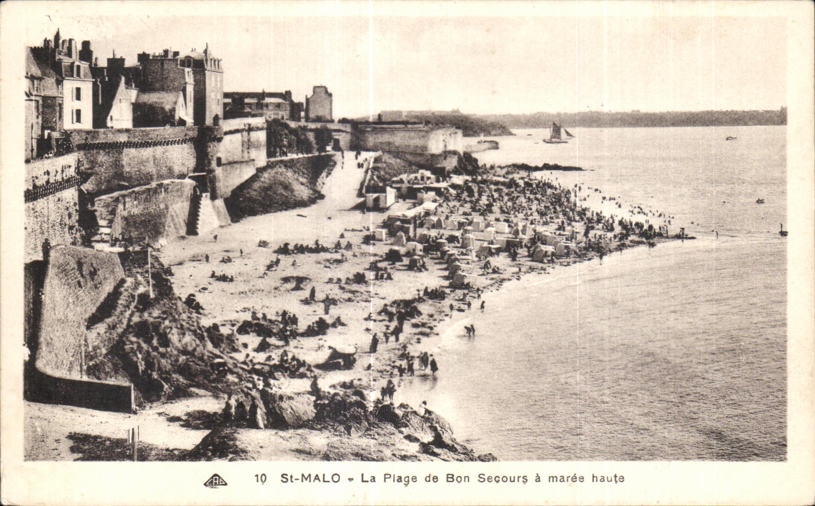 CPA St Malo La Plage de Bon Secours a Maree haute