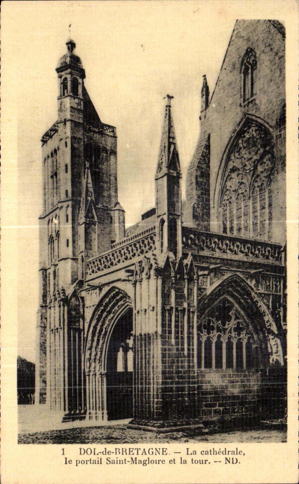 CPA Fraud of Brittany the Cathedral the gate Saint Magloire and the tower