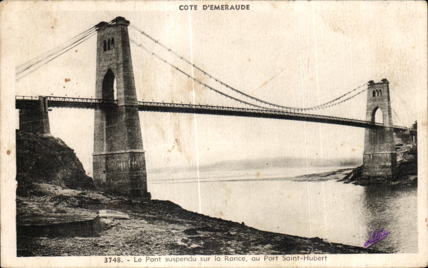 CPA la suspension del puente la rancia con el santo portuario Huberto