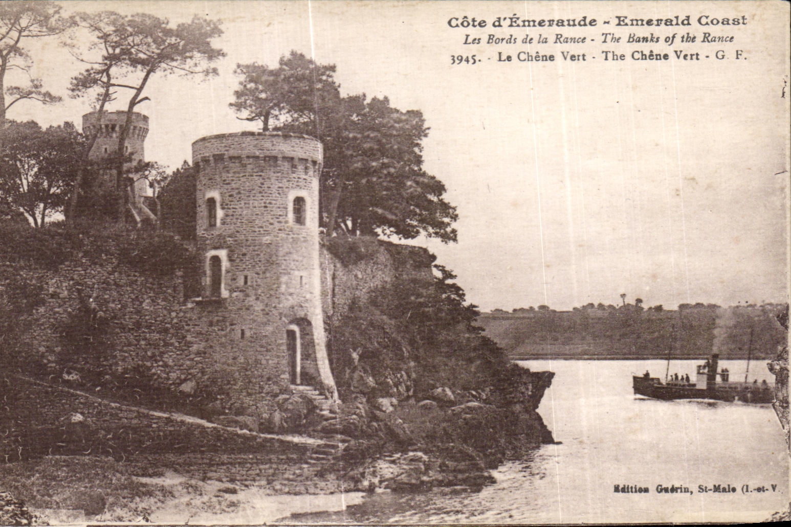 CPA dimensiona la costa esmeralda de Emeraude de los bordes de rancio los bancos el barco de Rance