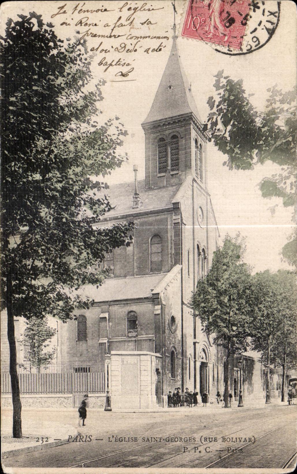 CPA Paris Church Saint Georges (Street Bolivar)