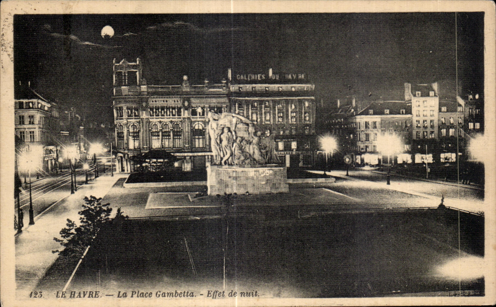 CPA Le Havre el efecto de la noche de Gambetta del lugar