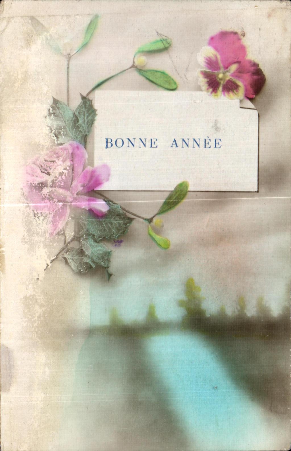 CPA Bonne Annee Fantaisie Fleur