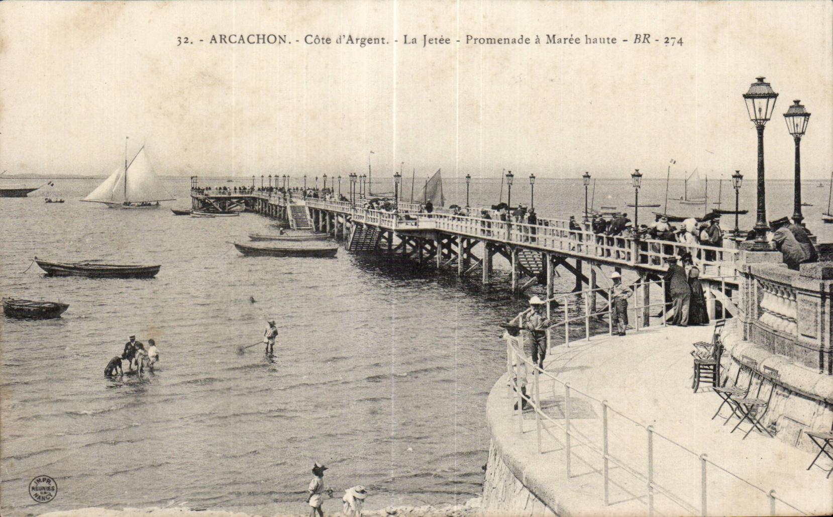 CPA Arcachon La jetee Promenade a maree haute