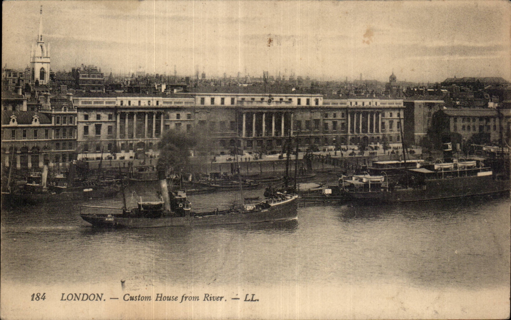 CPA London Custom House from To rivet Boats