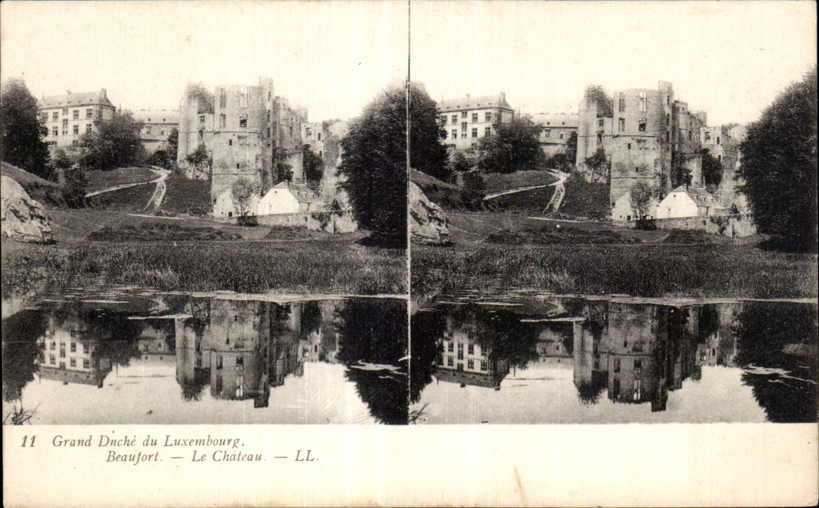 Carte Stereoscopique - Grand Duche du Luxembourg - Beaufort - Le Chateau - CPA 