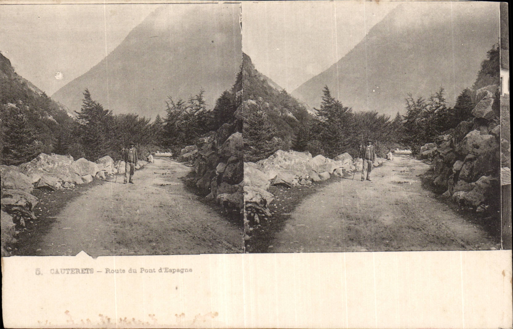 Carte Stereoscopique - Cauterets - Route du Pont d Espagne - CPA
