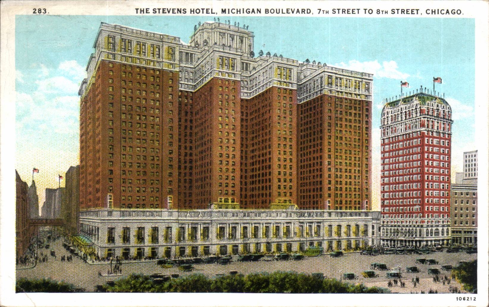 CPA The Stevens Hotel Michigan Boulevard Street To street Chicago