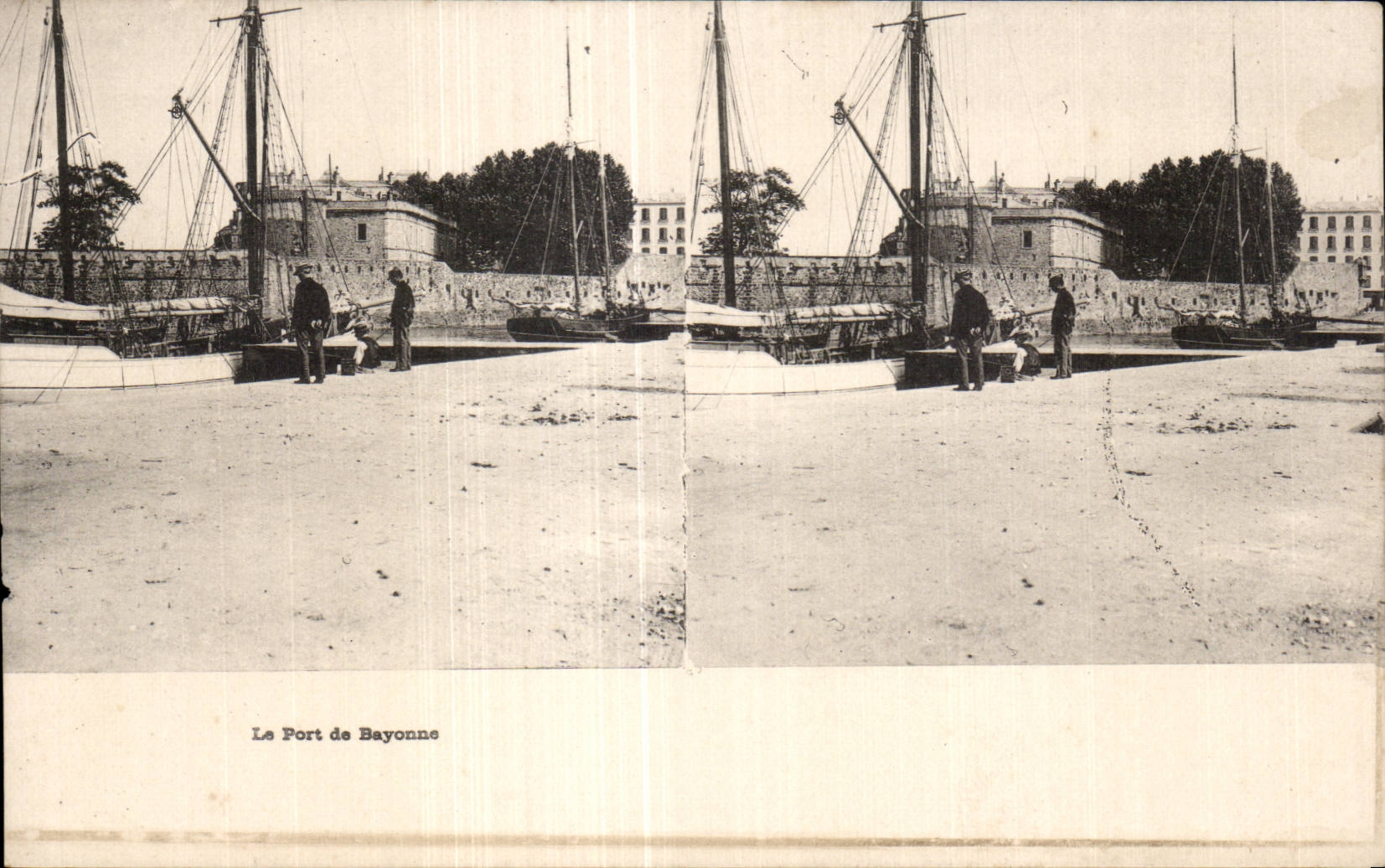 Carte Stereoscopique - Le Pont de Bayonne - CPA 