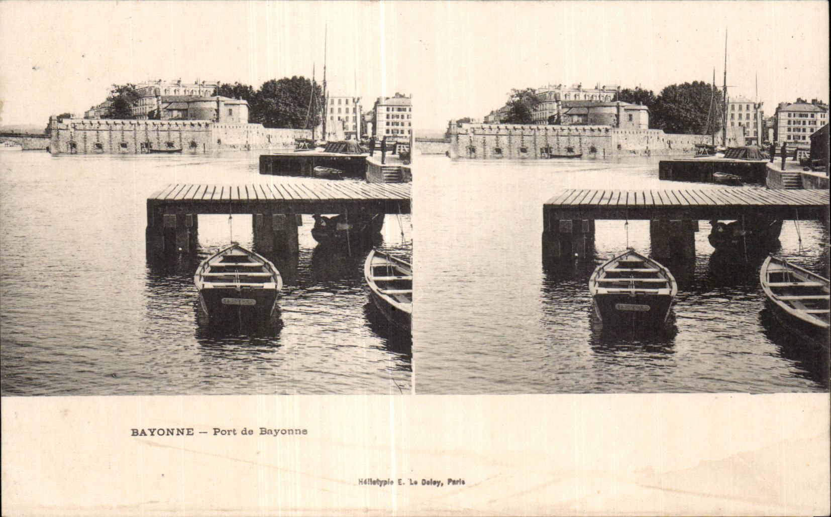 Carte Stereoscopique - Le Port de Bayonne - CPA 