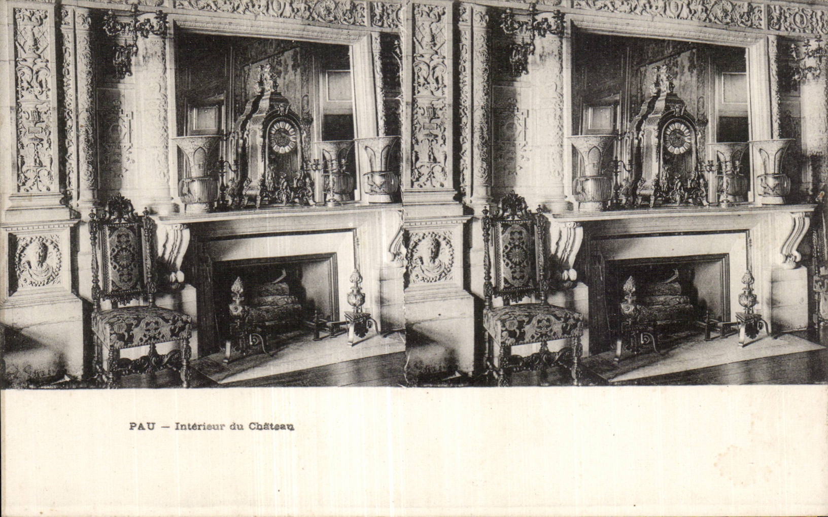 Carte Stereoscopique - Pau - Interieur du Chateau - CPA