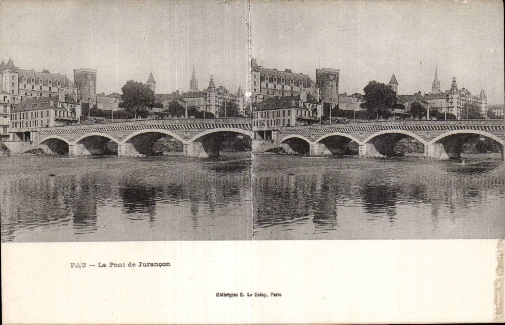 Carte Stereoscopique - Pau - Le Pont de Jurancon - CPA