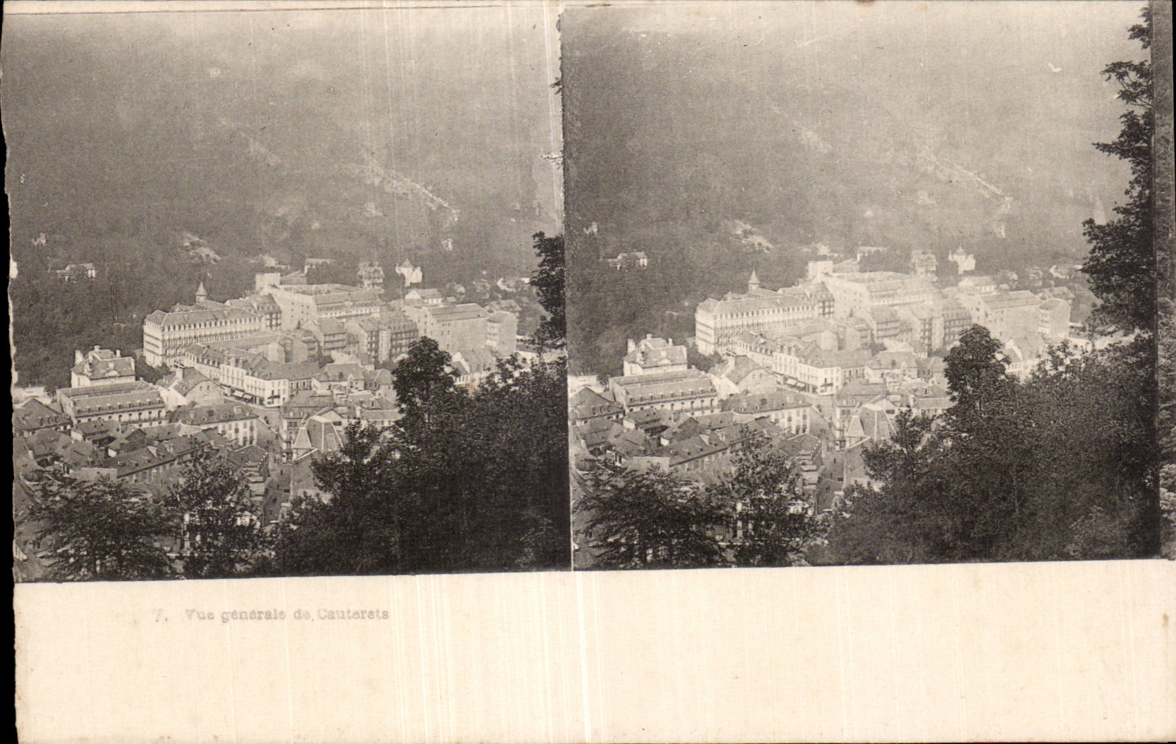 Carte Stereoscopique - Vue generale de Cauterets - CPA