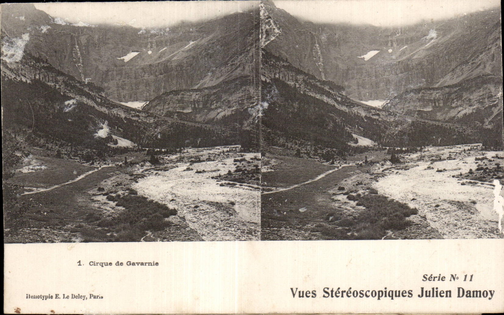 Carte Stereoscopique - Cirque de Gavarnie - Julien Damoy - CPA 