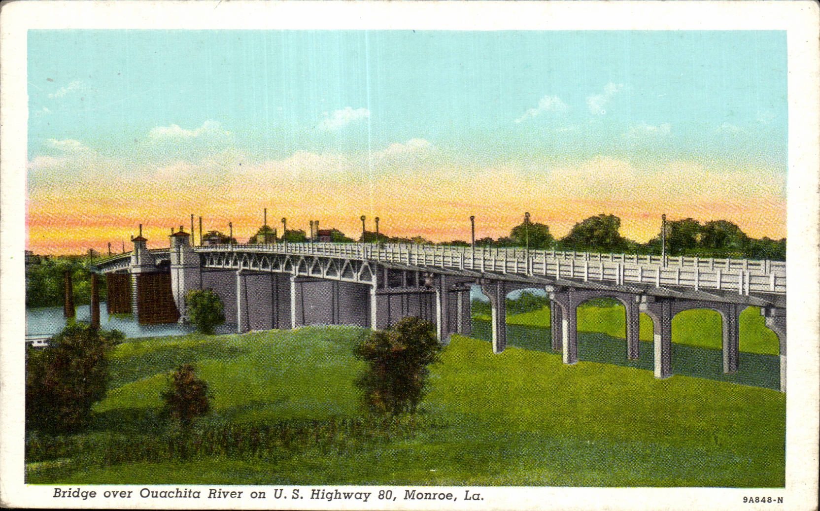 The United States - - Louisiana - Monroe - US Highway 80 - Bridge over Ouachita To rivet - CPA