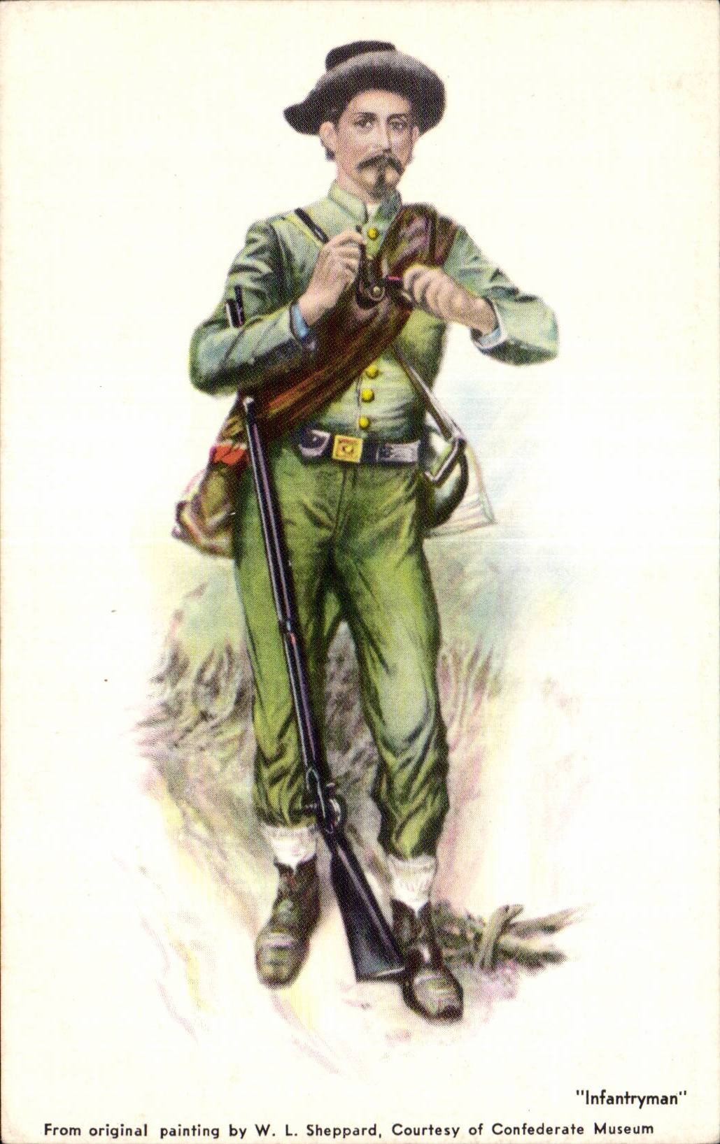 CPA Infantryman From original painting by W Sheppard Couresty off Confederate Museum