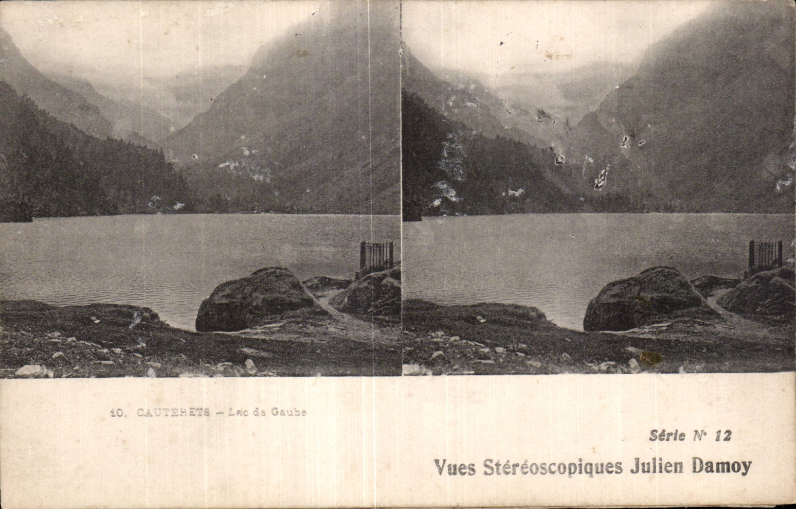CPA Vues Stereoscopiques Julien Damoy Cauterets Lac de Gaveh