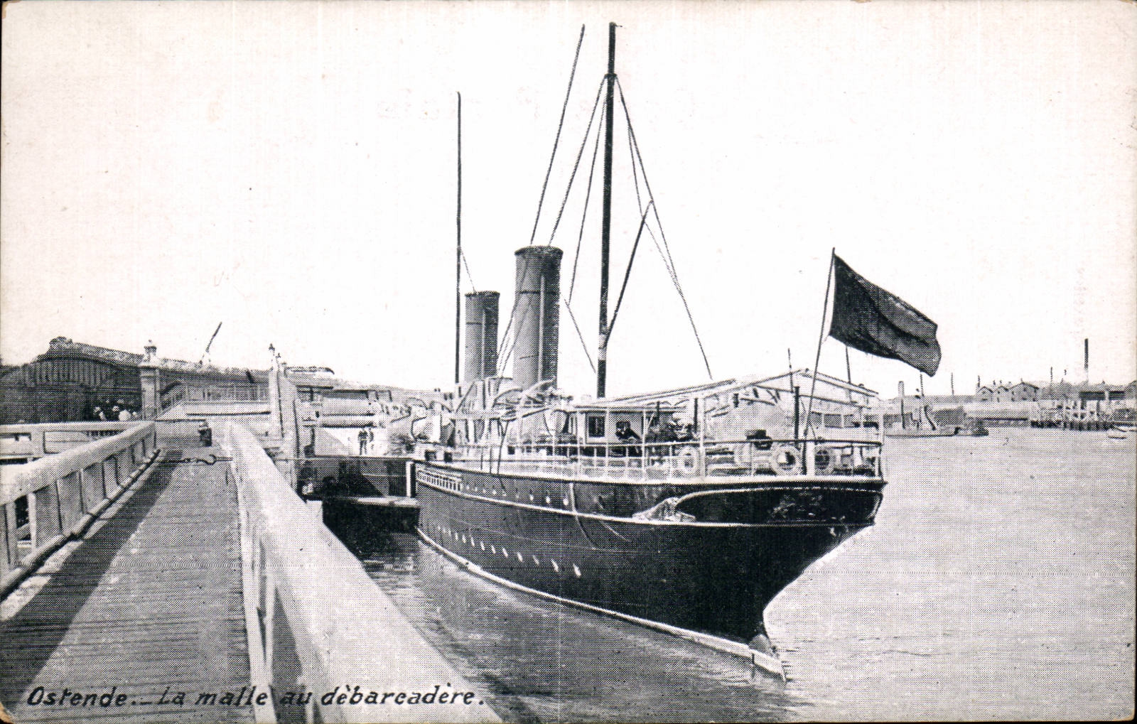 CPA Ostend Boat the trunk with the unloading dock