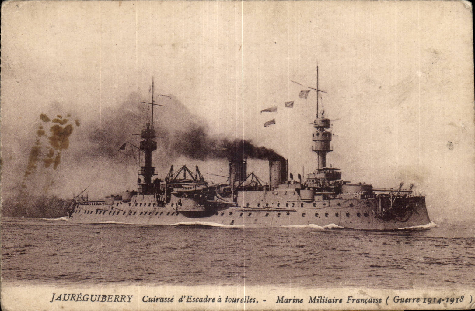 CPA Bateau Jaureguibery Cuirasse squadron has turrets