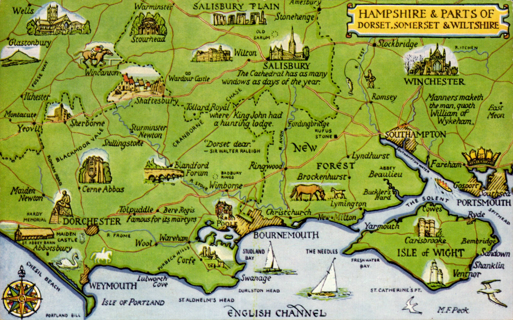 CPSM Hampshire Shares off Dorset Somerset Wiltshire