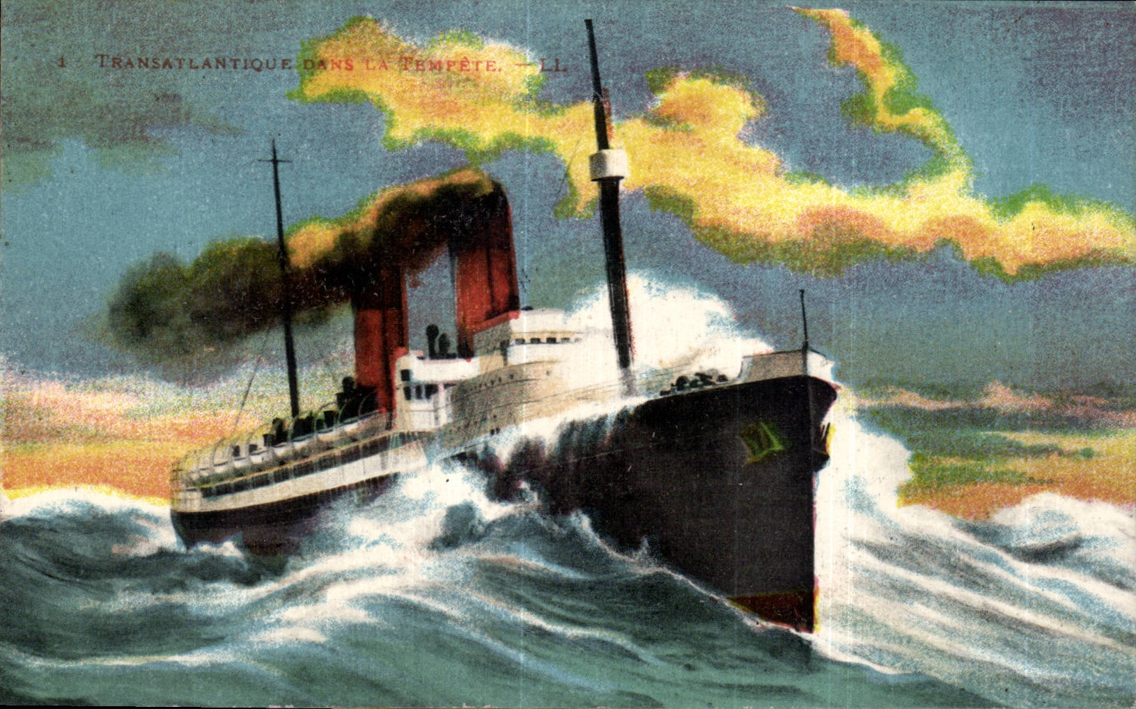 CPA Boat Transatlantic liner in the storm
