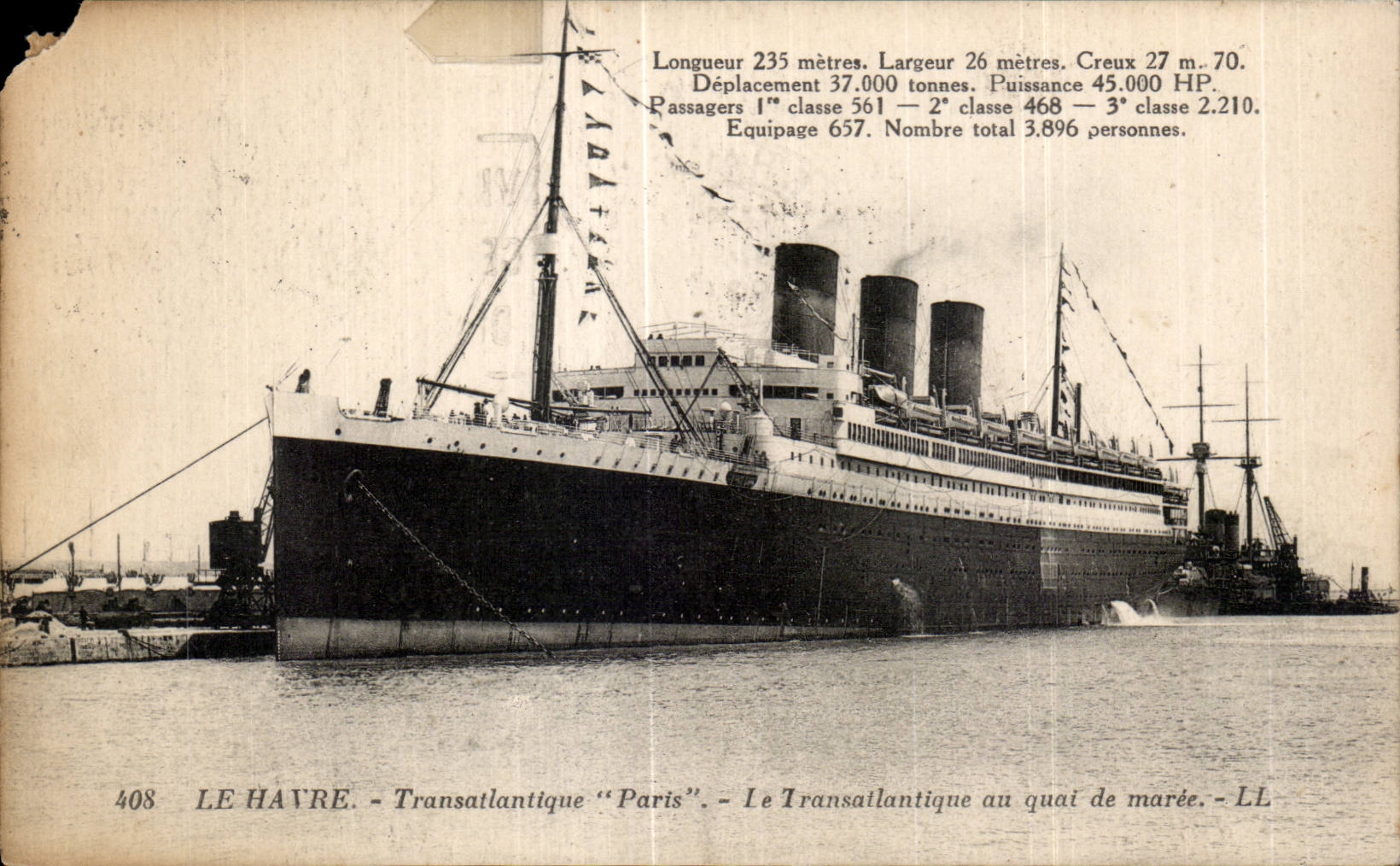 CPA Boat Transatlantic Le Havre Paris Steamer