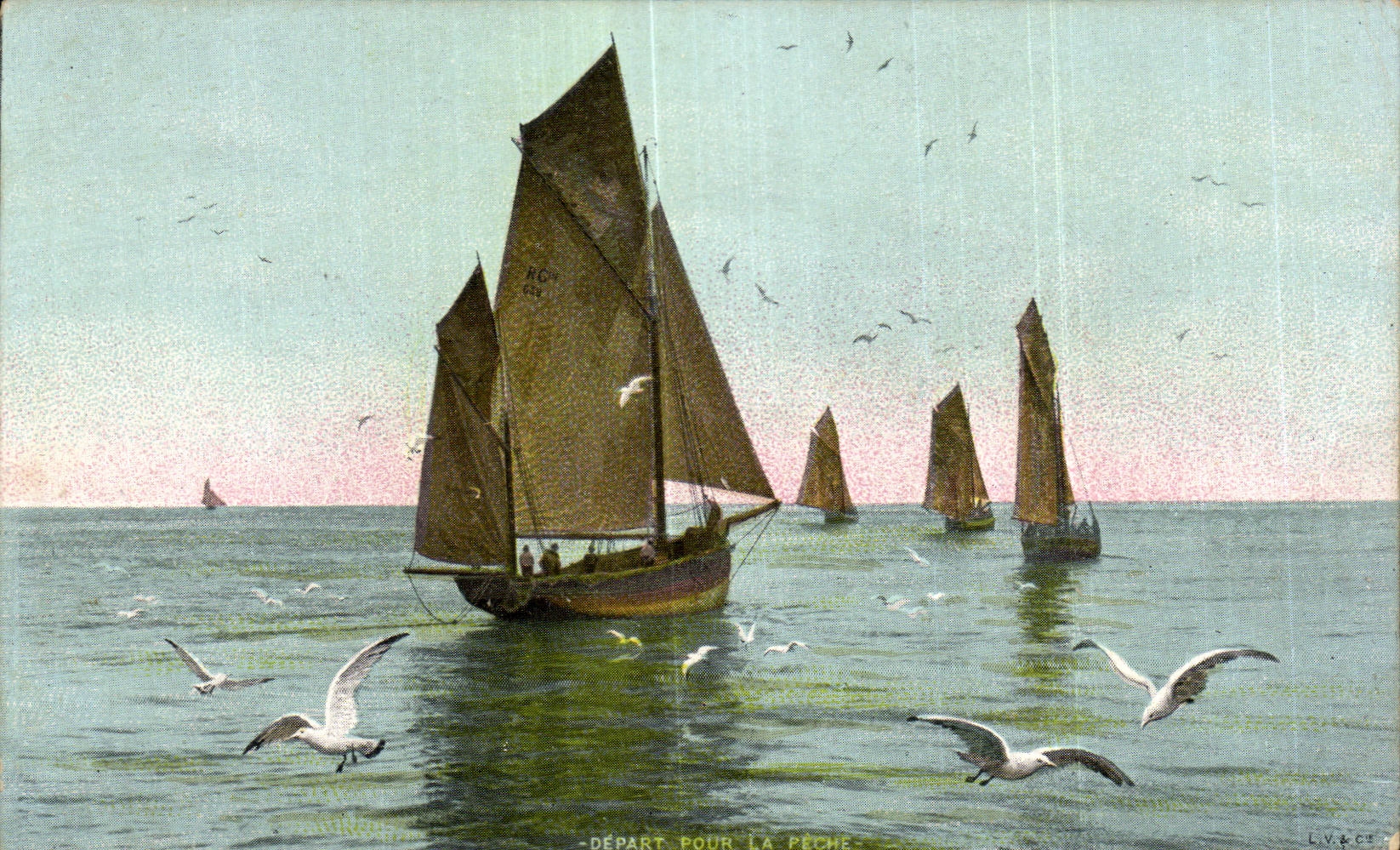 CPA Bateau Depart Pour LA Peche