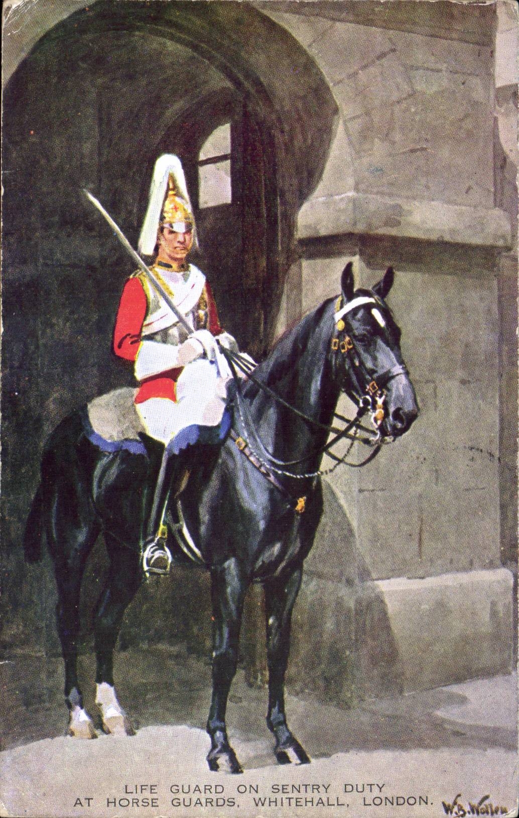 CPA Life Guard On Sentry Duty At Horse Guards London Militaria Cheval Horse