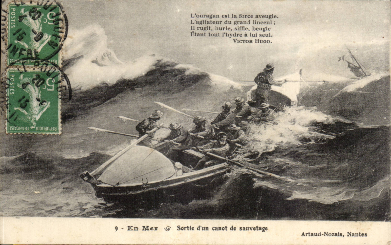 CPA Boat At sea Crimped a boat of sanvetage