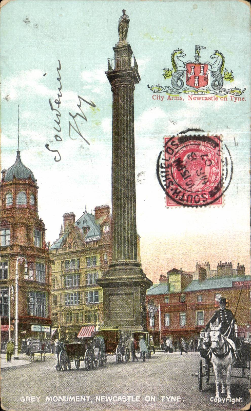 CPA Grey Newcastle Monument one the Tyne
