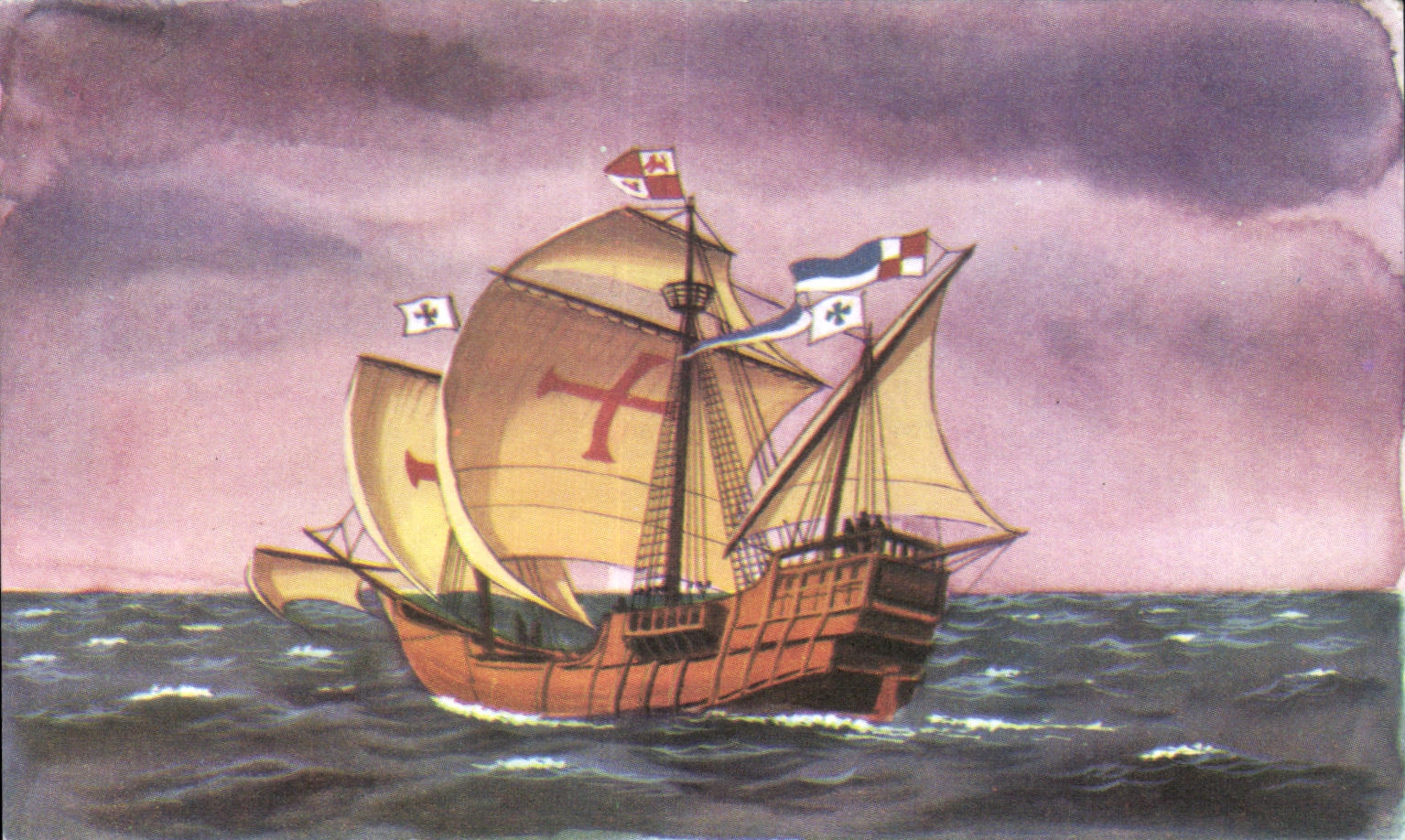 CPA Bateau La Santa Maria Colomb 