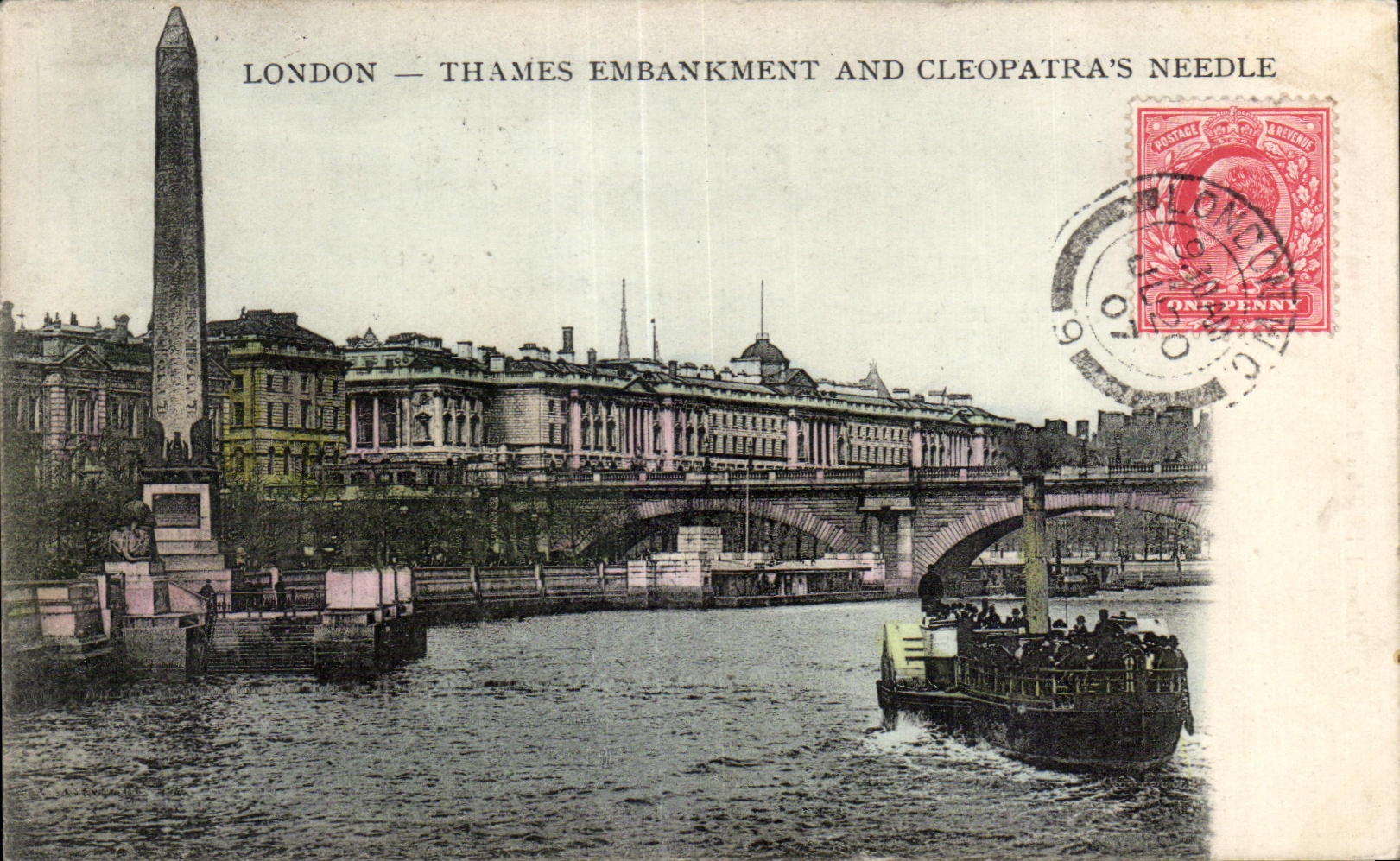 CPA London Thames Enbankment and Cleopatra s Needle Cleopatre Bateau 
