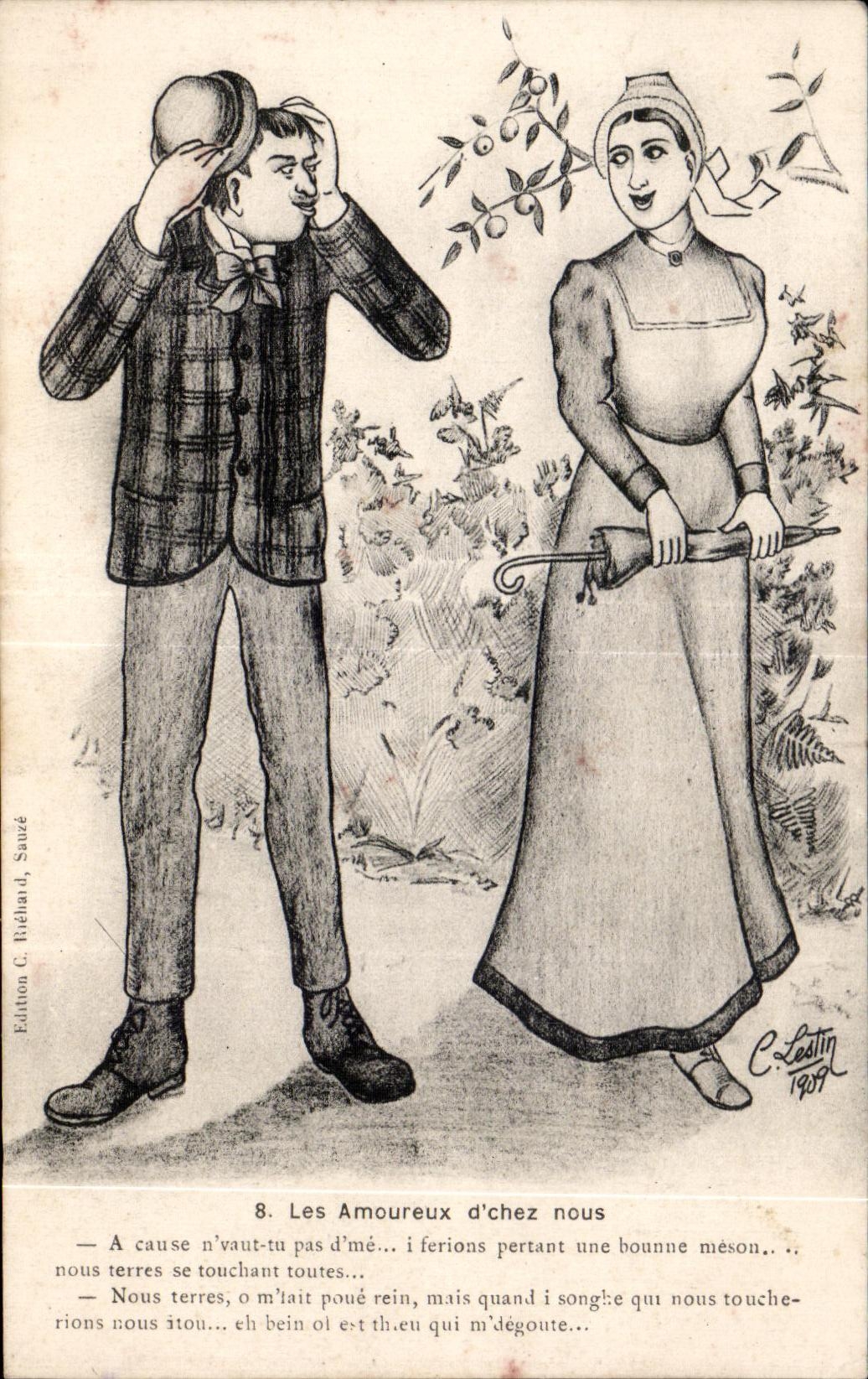 CPA Les Amoureux d Chez Nous Humour Illustrateur Lestin