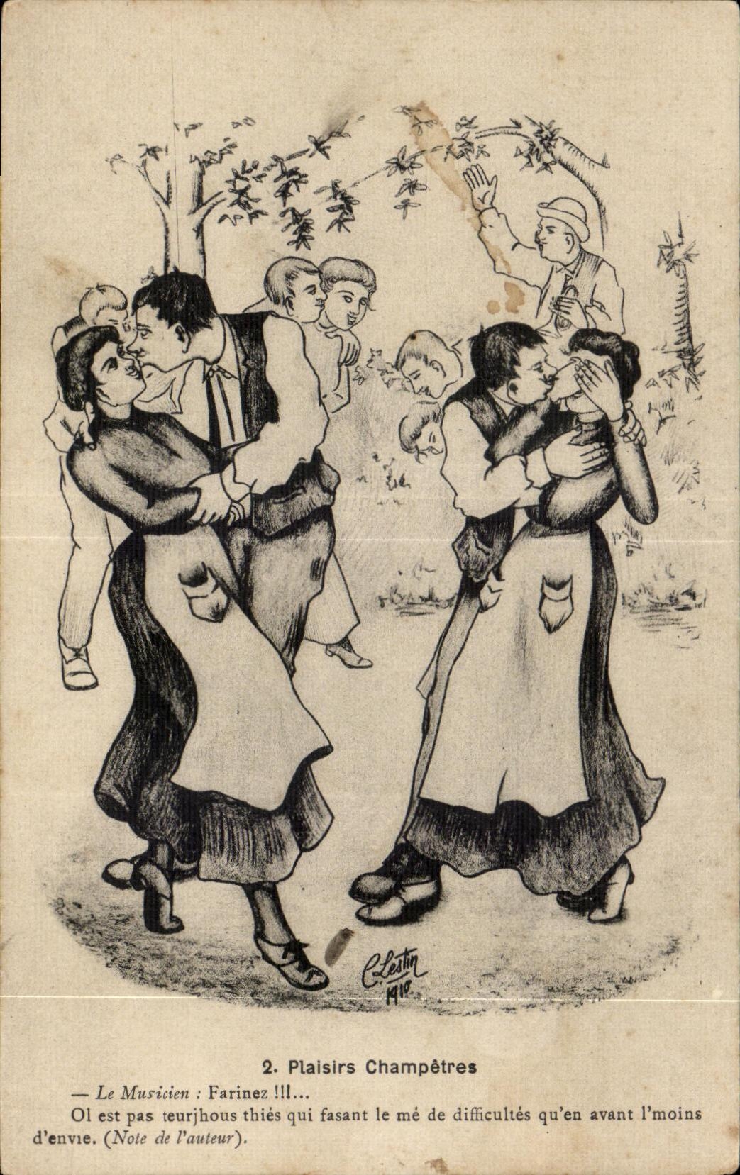 CPA plaisirs Champetres Le Musicien Farinez Humour Illustrateur Lestin