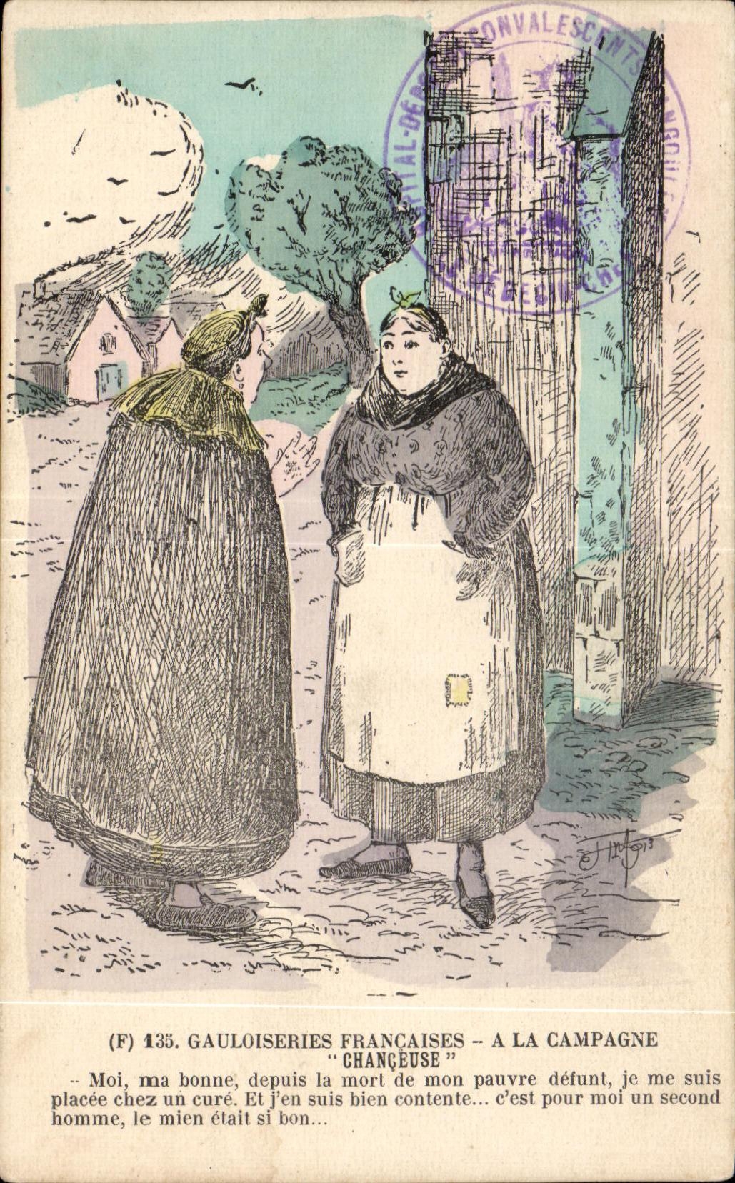 CPA Gauloiseries Frenchwomen In the Lucky Countryside Humor Lestin Illustrator