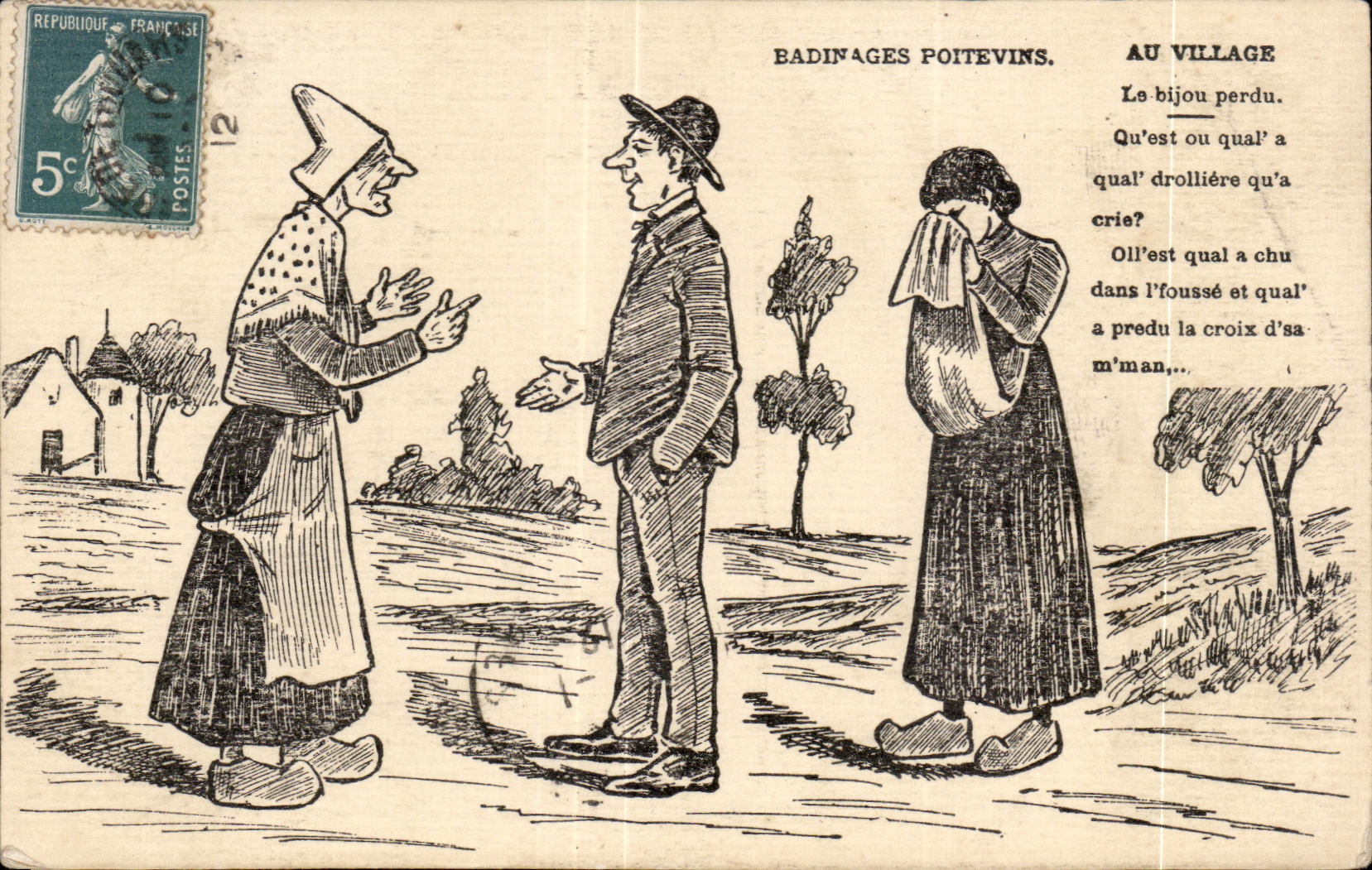 CPA Poitevins Banters At the Village the jewel Lost Humor Lestin Illustrator