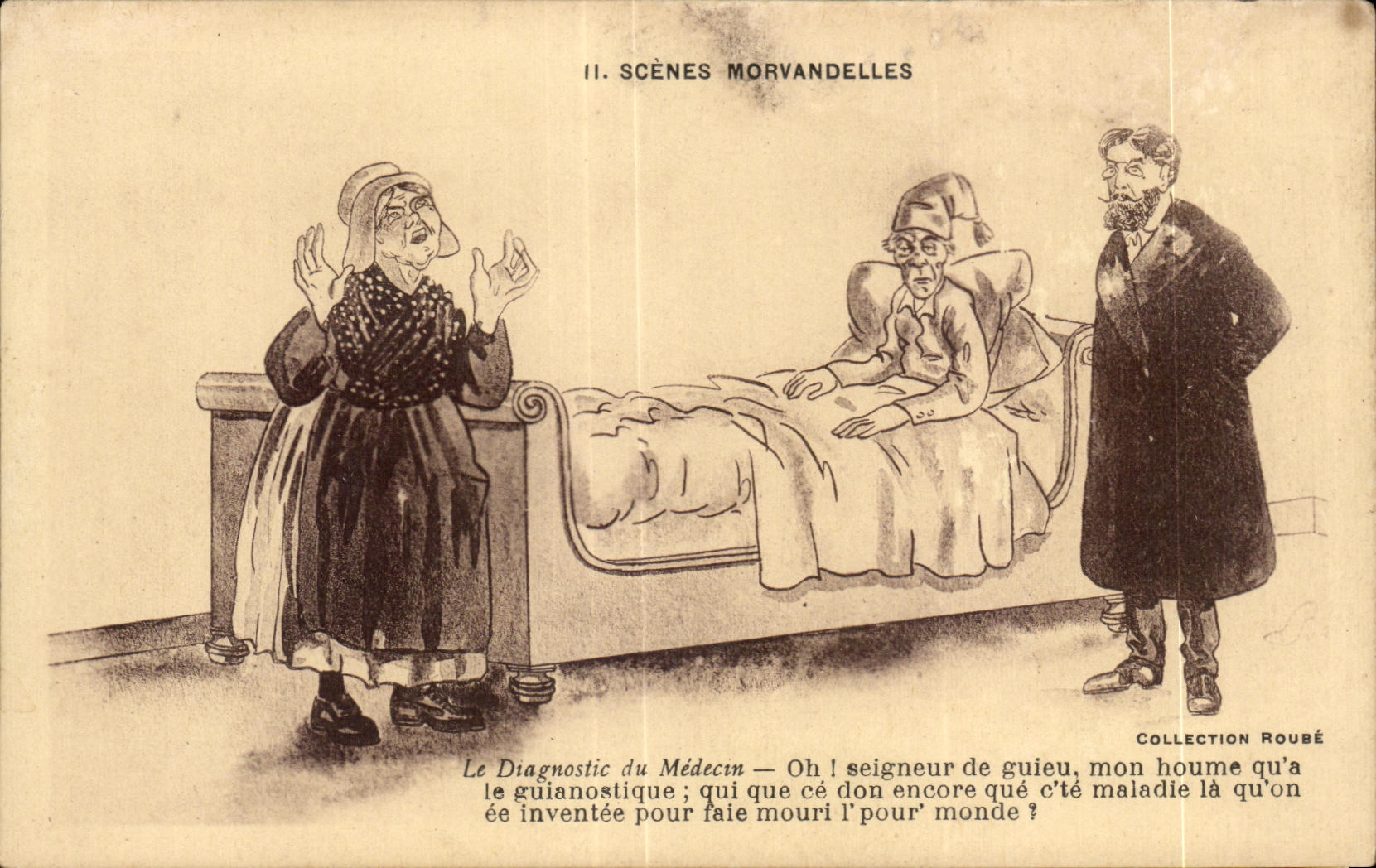 CPA Morvandelles Scenes the Diagnosis of Medicin Humor Illustrator Roube Doctor