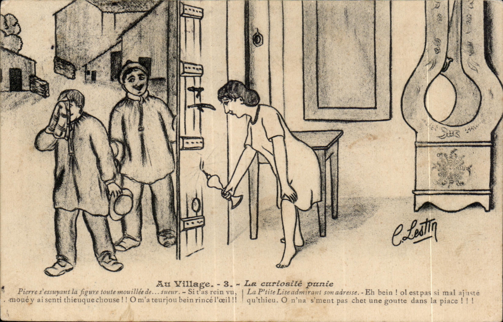 CPA At the Village Punished Curiosity Humor Lestin Illustrator