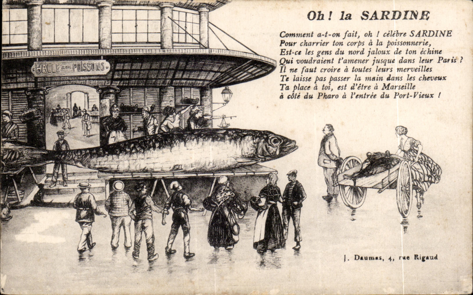 CPA Oh La Sardine Comment at on Fait Humour Illustrateur Lestin Marseille Poisson Fish