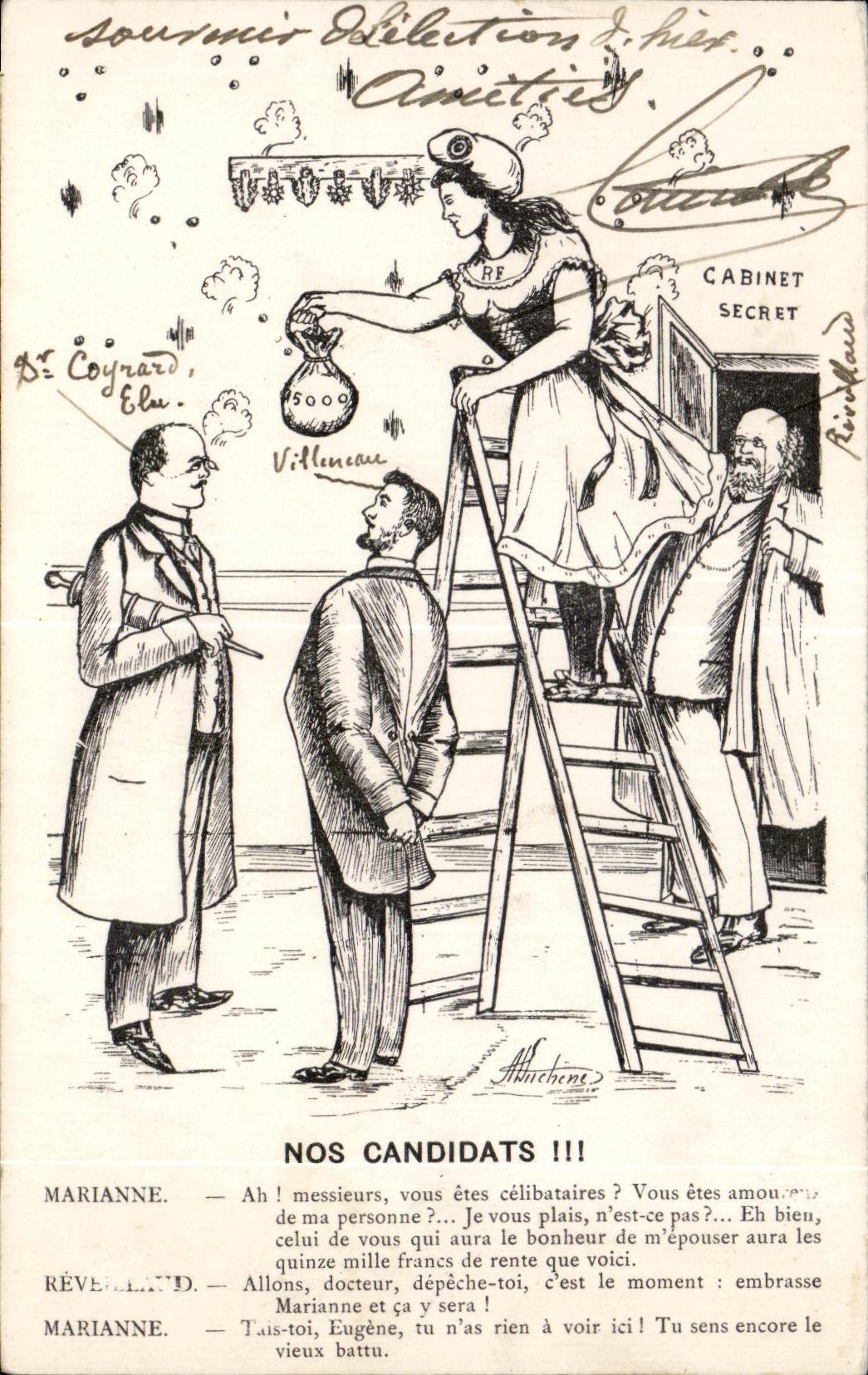 CPA Nos Candidats Marianne Humour Illustrateur