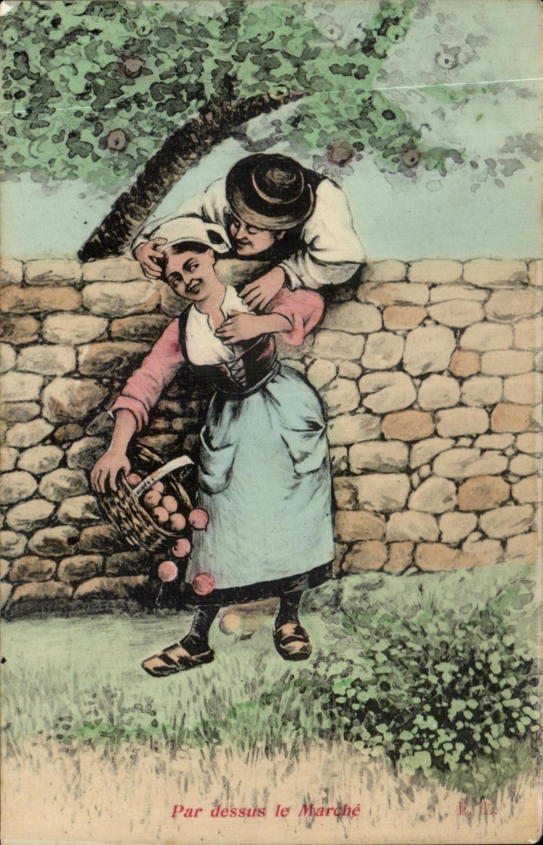 CPA Over Peasant Market Illustrator