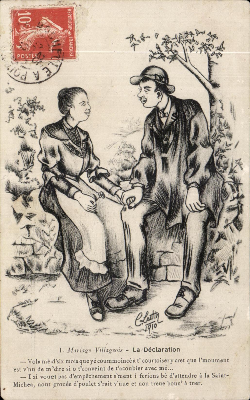 CPA Village Marriage the Declaration Lestin Illustrator