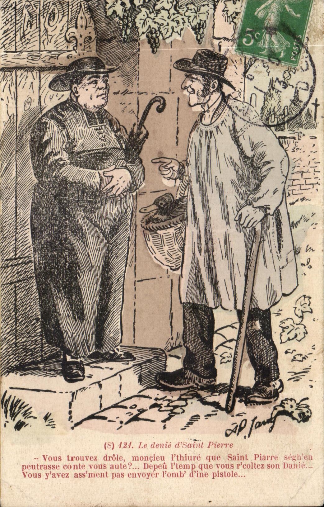 CPA Le denie d Saint Pierre Illustrateur Cure